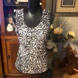 Black and white Ann Klein sleeveless blouse